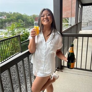 Bride White Satin Pajama Set